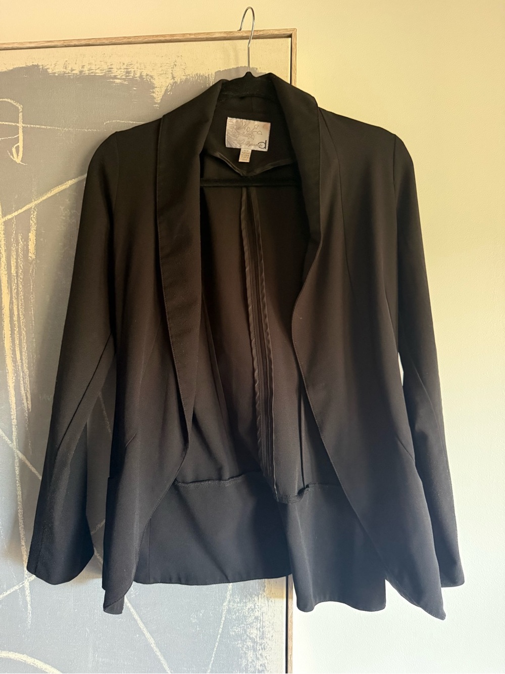 Dynamite Black Open-Front Draped Blazer